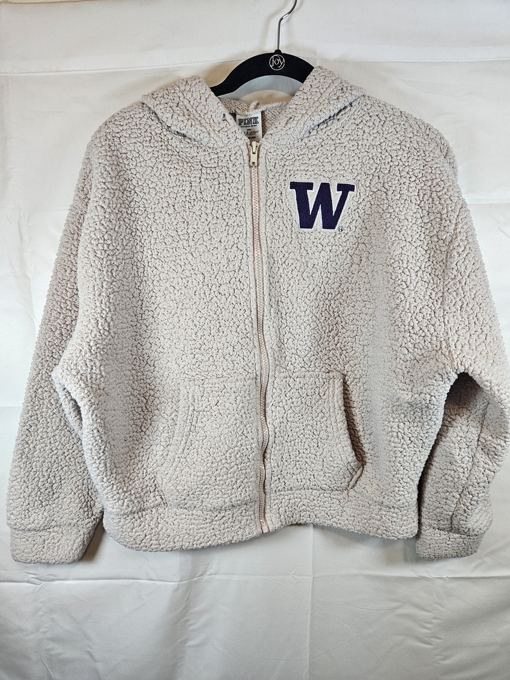 PINK Victoria's Secret Light Cream Sherpa Pullover Hoodie Washington State